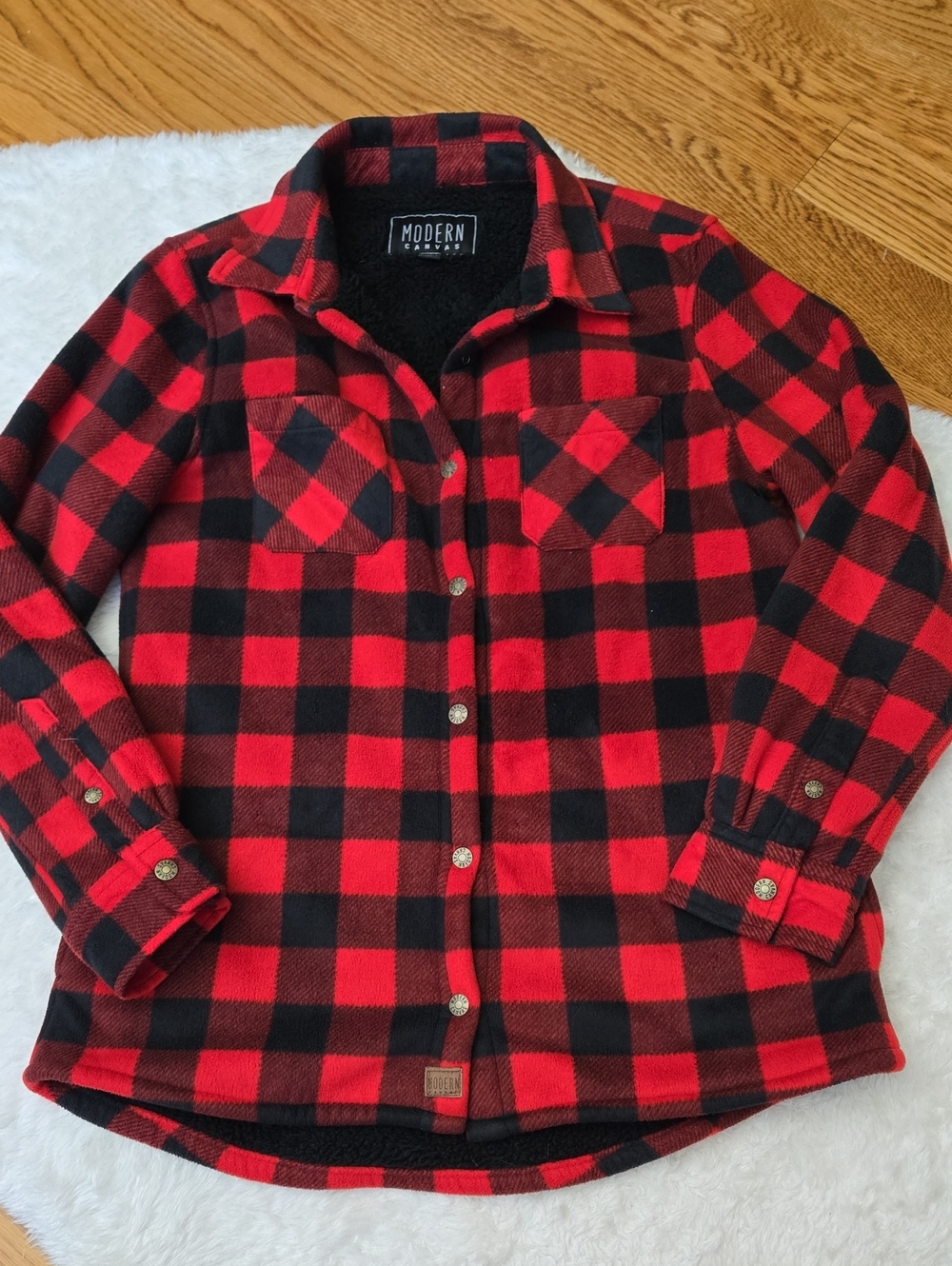 Modern Canvas Plaid Shacket, Womens Medium